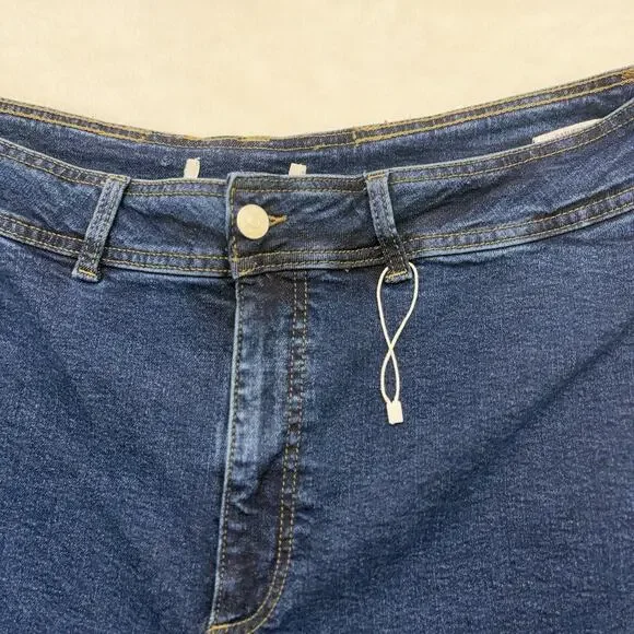 mango MNG Catherine Raw Hem High Waist Wide Leg Culotte Jeans Size 18 Dark Blue - Picture 6 of 15